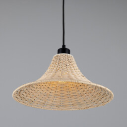Savannah Rattan Large Dome Pendant, Matte Black - thumbnail 3