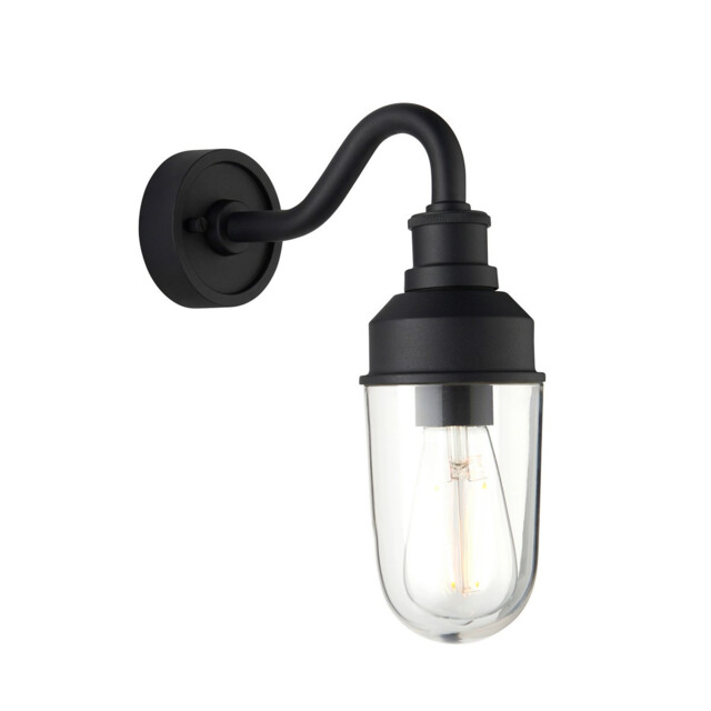 Monza Outdoor Wall Lantern Matt Black, Clear Glass - image 1