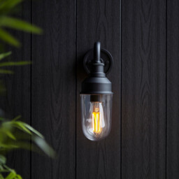 Monza Outdoor Wall Lantern Matt Black, Clear Glass - thumbnail 5