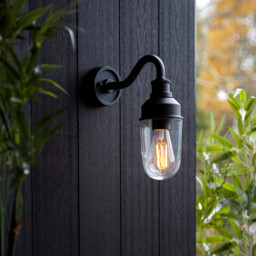 Monza Outdoor Wall Lantern Matt Black, Clear Glass - thumbnail 2