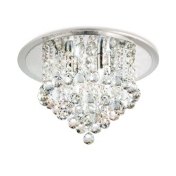 Atla Flush Ceiling 4 Light Polished Chrome, Acrylic Trim, Crystal - thumbnail 1