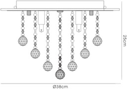 Atla Flush Ceiling 4 Light Polished Chrome, Acrylic Trim, Crystal - thumbnail 3