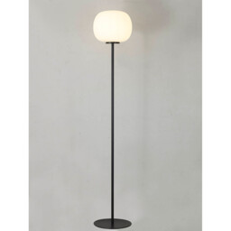 Cheektowaga Medium Oval Ball Floor Lamp E27 Matt Black Base With Frosted White Glass Globe - thumbnail 3