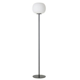 Cheektowaga Medium Oval Ball Floor Lamp E27 Matt Black Base With Frosted White Glass Globe - thumbnail 5