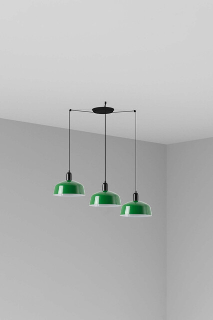 Tatawin Medium Cluster Pendant Ceiling Light Satin Black, Gloss Green 3x E27