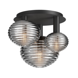 Reels Modern Globe Ceiling Light Black 3xE14 Smoky Shade - thumbnail 1