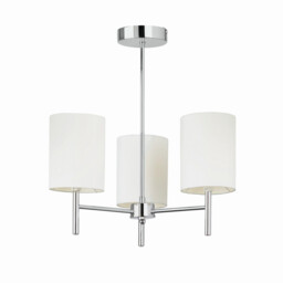 Brio 3 Light Semi Flush Multi Arm Ceiling Light Chrome, Off White Silk Effect, E14 - thumbnail 1