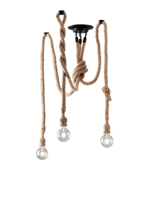 Rope Multi Arm Ceiling Light, Beige, E27