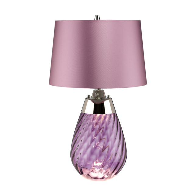 Lena 2 Light Small Plum Table Lamp, Plum-tinted Glass , Heather Shade, E27 - image 1