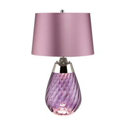 Lena 2 Light Small Plum Table Lamp, Plum-tinted Glass , Heather Shade, E27 - thumbnail 1