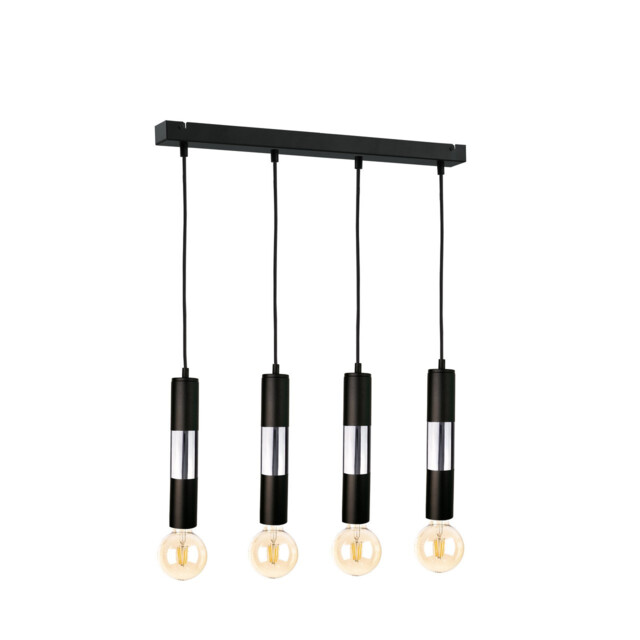 Magnum Bar Pendant Ceiling Light Black, Chrome, 60cm, 4x E27