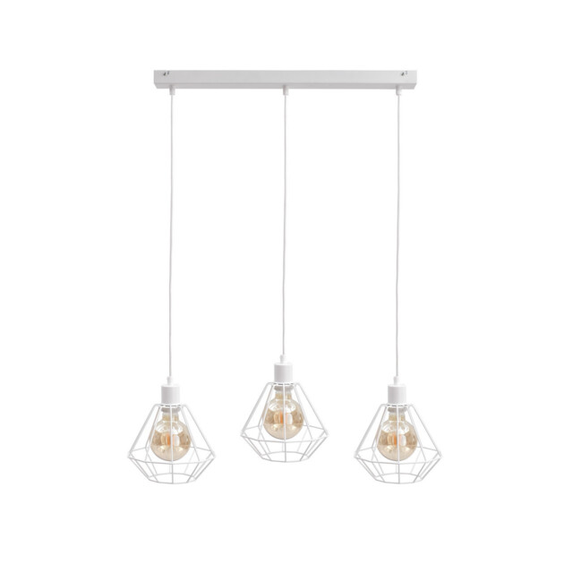 Foskal Bar Pendant Ceiling Light White, 60cm, 3x E27