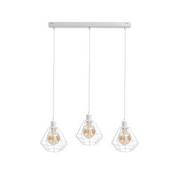 Foskal Bar Pendant Ceiling Light White, 60cm, 3x E27