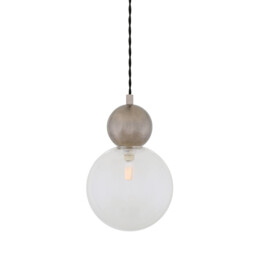 Helena Globe Pendant, Antique Silver, Clear Glass