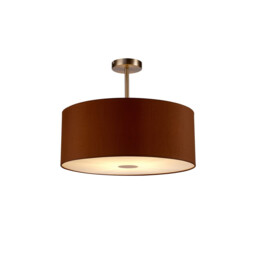 Baymont Satin Nickel E27 Semi Flush With 50cm x 20cm Dual Faux Silk Shade, Raw Cocoa/Grecian Bronze