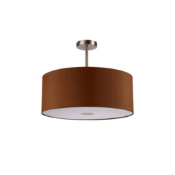 Baymont Satin Nickel E27 Semi Flush With 50cm x 20cm Dual Faux Silk Shade, Raw Cocoa/Grecian Bronze - thumbnail 5