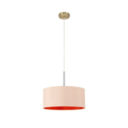 Baymont Antique Brass E27 Single Pendant With 40cm x 18cm Dual Faux Silk Shade, Antique Gold/Ruby - thumbnail 5