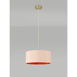 Baymont Antique Brass E27 Single Pendant With 40cm x 18cm Dual Faux Silk Shade, Antique Gold/Ruby - thumbnail 2