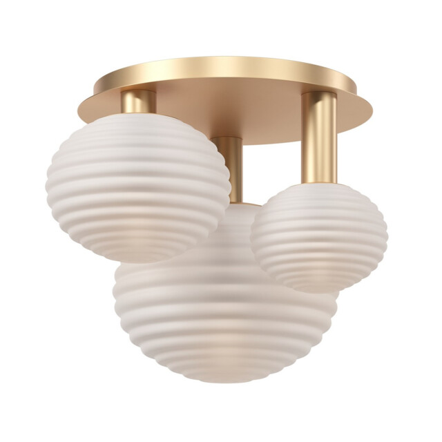 Reels Modern Globe Ceiling Light Gold 3xE14 White Shade - image 1