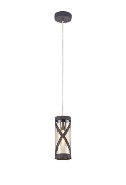 Burlington 1 Light Ceiling Pendant E14, Matt Grey, Polished Chrome, Cognac - image 1