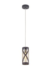 Burlington 1 Light Ceiling Pendant E14, Matt Grey, Polished Chrome, Cognac