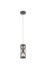 Burlington 1 Light Ceiling Pendant E14, Matt Grey, Polished Chrome, Cognac - thumbnail 3