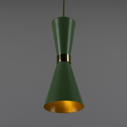 Cairo Coloured Pendant Light, Polished Brass, Sage Green - thumbnail 3