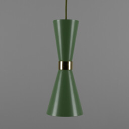 Cairo Coloured Pendant Light, Polished Brass, Sage Green - thumbnail 2