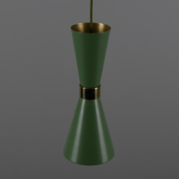 Cairo Coloured Pendant Light, Polished Brass, Sage Green - thumbnail 5