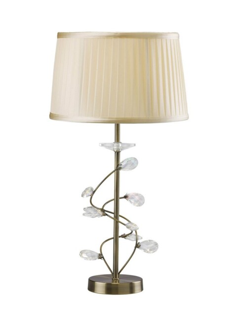 Willow Table Lamp with Cream Shade 1 Light Antique Brass, Crystal - image 1