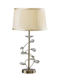Willow Table Lamp with Cream Shade 1 Light Antique Brass, Crystal - thumbnail 5