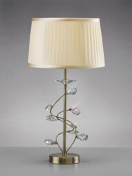 Willow Table Lamp with Cream Shade 1 Light Antique Brass, Crystal - thumbnail 2