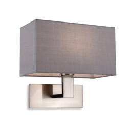 Raffles Wall Lamp Brushed Steel with Rectangle Grey Shade