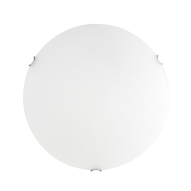 Anco 40cm Flush Ceiling Light Satinated White Glass Chrome Metal LED E27 - image 1