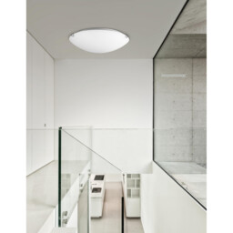 Anco 40cm Flush Ceiling Light Satinated White Glass Chrome Metal LED E27 - thumbnail 2