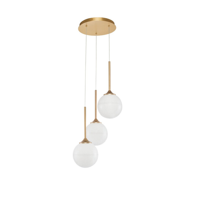 Cantona 3 Light Cluster Pendant Ceiling Light White Opal Glass Brass Gold LED G9 - image 1