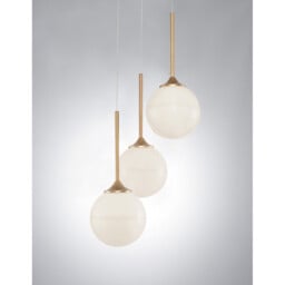 Cantona 3 Light Cluster Pendant Ceiling Light White Opal Glass Brass Gold LED G9 - thumbnail 5
