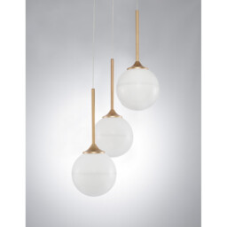 Cantona 3 Light Cluster Pendant Ceiling Light White Opal Glass Brass Gold LED G9 - thumbnail 3