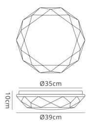Diamante Flush Ceiling 21W LED 3000K, 2100lm, White Acrylic - thumbnail 2