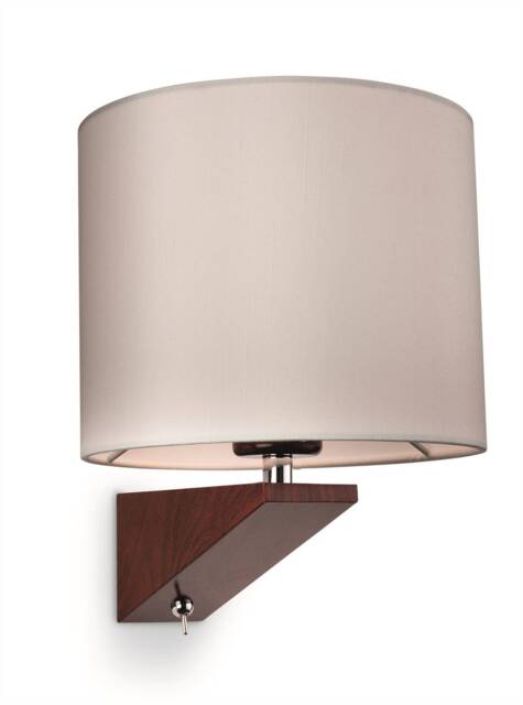 Alpine 1 Light Indoor Wall Light (Switched) Dark Walnut, Cream Shade, E27 - image 1