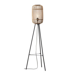 Mathias Base & Shade Floor Lamp, Natural Bamboo, Plywood, Matt Black Paint