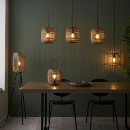 Mathias Base & Shade Floor Lamp, Natural Bamboo, Plywood, Matt Black Paint - thumbnail 3