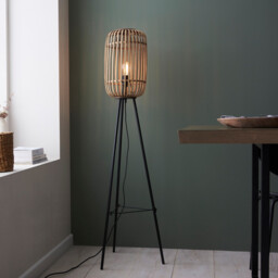 Mathias Base & Shade Floor Lamp, Natural Bamboo, Plywood, Matt Black Paint - thumbnail 2