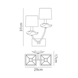 Akira Wall Lamp Switched 2 Light E14, Antique Brass Black Shades - thumbnail 3