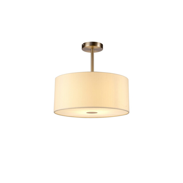 Baymont Satin Nickel E27 Semi Flush With 40cm x 18cm Faux Silk Shade, Ivory Pearl/White Laminate - image 1