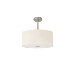 Baymont Satin Nickel E27 Semi Flush With 40cm x 18cm Faux Silk Shade, Ivory Pearl/White Laminate - thumbnail 5