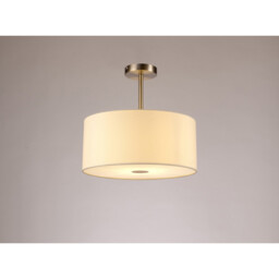 Baymont Satin Nickel E27 Semi Flush With 40cm x 18cm Faux Silk Shade, Ivory Pearl/White Laminate - thumbnail 2