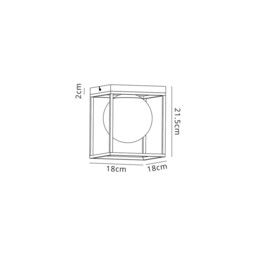 Minerva Square Ceiling Flush, 1 Light E14, Matt Black, Painted Gold - thumbnail 2