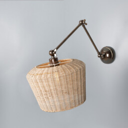 Manila Rattan Large Wall Light, Antique Brass - thumbnail 1