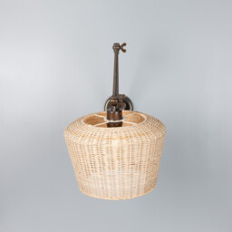 Manila Rattan Large Wall Light, Antique Brass - thumbnail 2